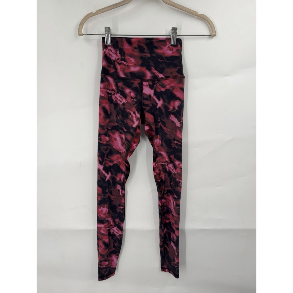 Lululemon Align Leggings Red Black Marble Print High Rise Size 2 29" Length